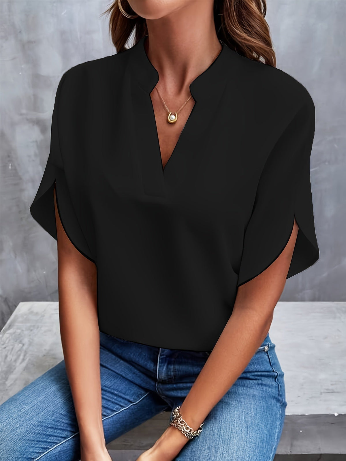 Blouse Women - Relaxed Fit V Neck Blouse