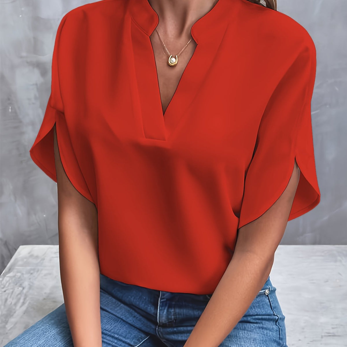Blouse Women - Relaxed Fit V Neck Blouse