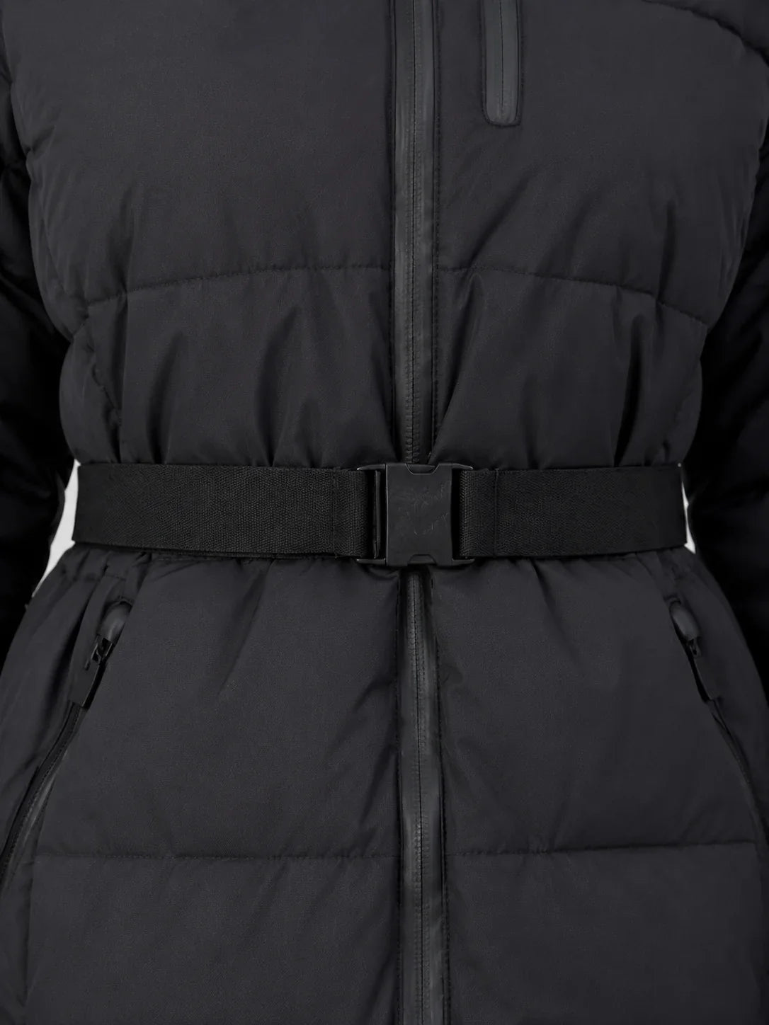 Coat Women - Hooded Puffer Coat with Quilted Panels