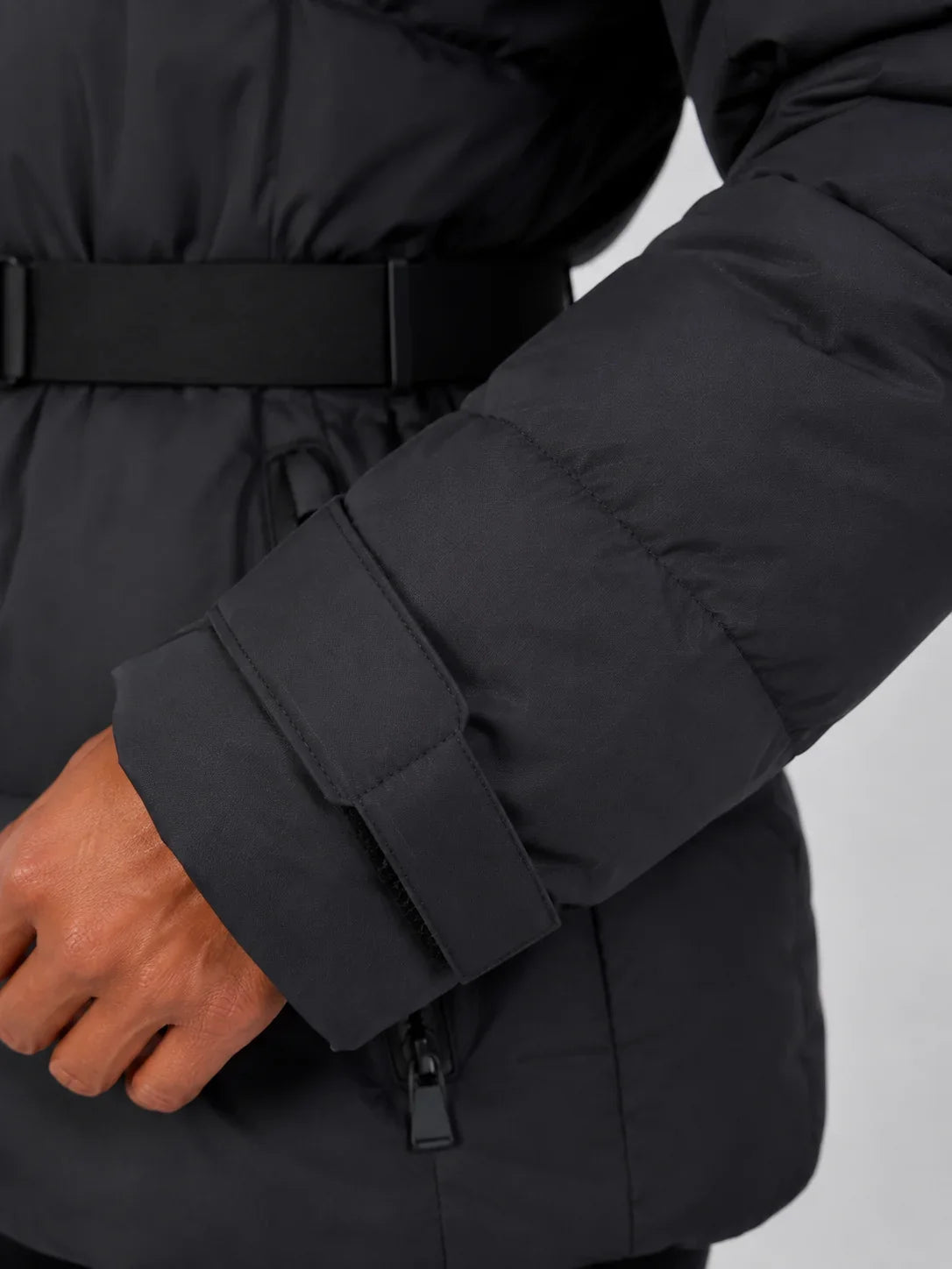 Coat Women - Hooded Puffer Coat with Quilted Panels