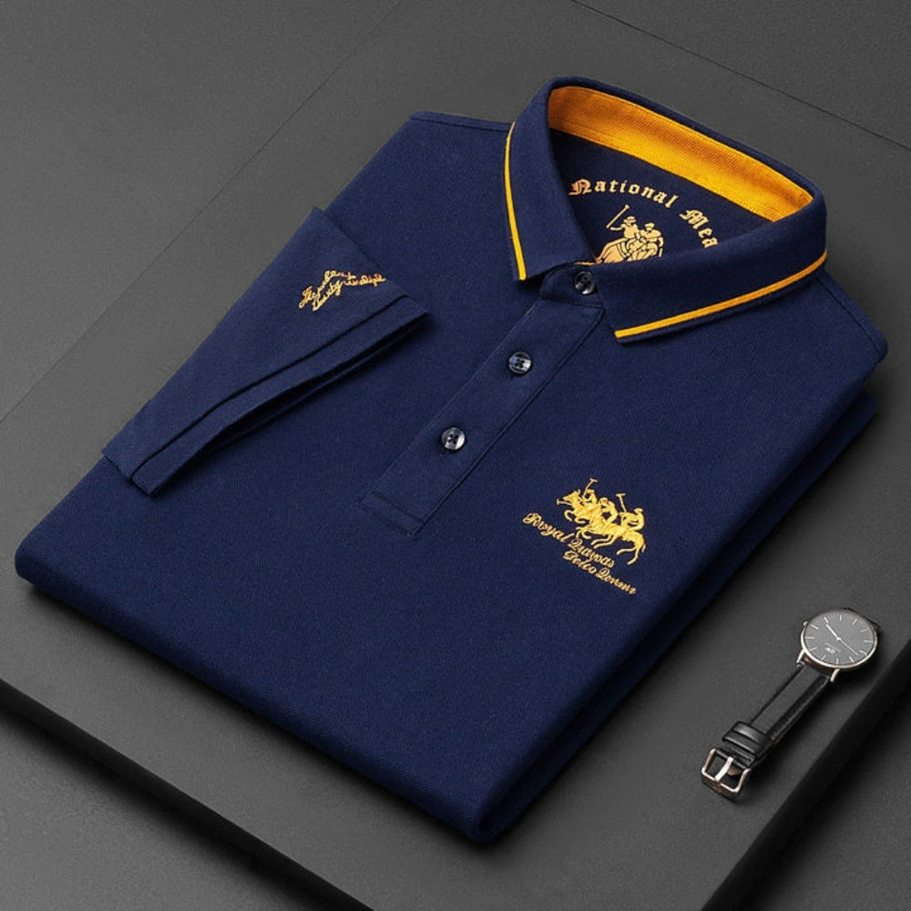Polo Shirt Men - Fitted Polo Shirt with Ribbed Collar