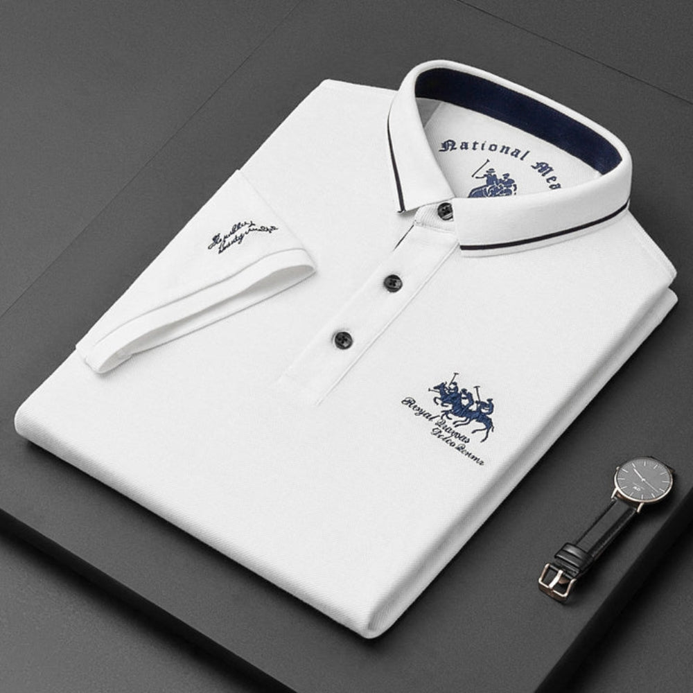 Polo Shirt Men - Fitted Polo Shirt with Ribbed Collar