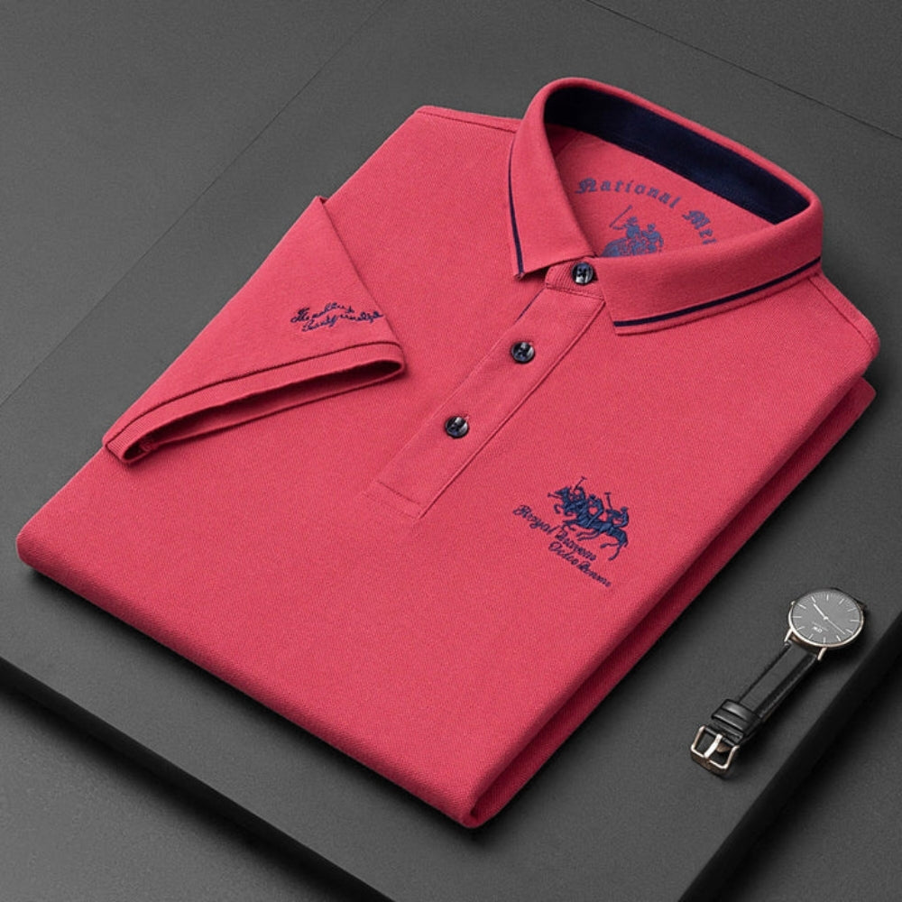 Polo Shirt Men - Fitted Polo Shirt with Ribbed Collar