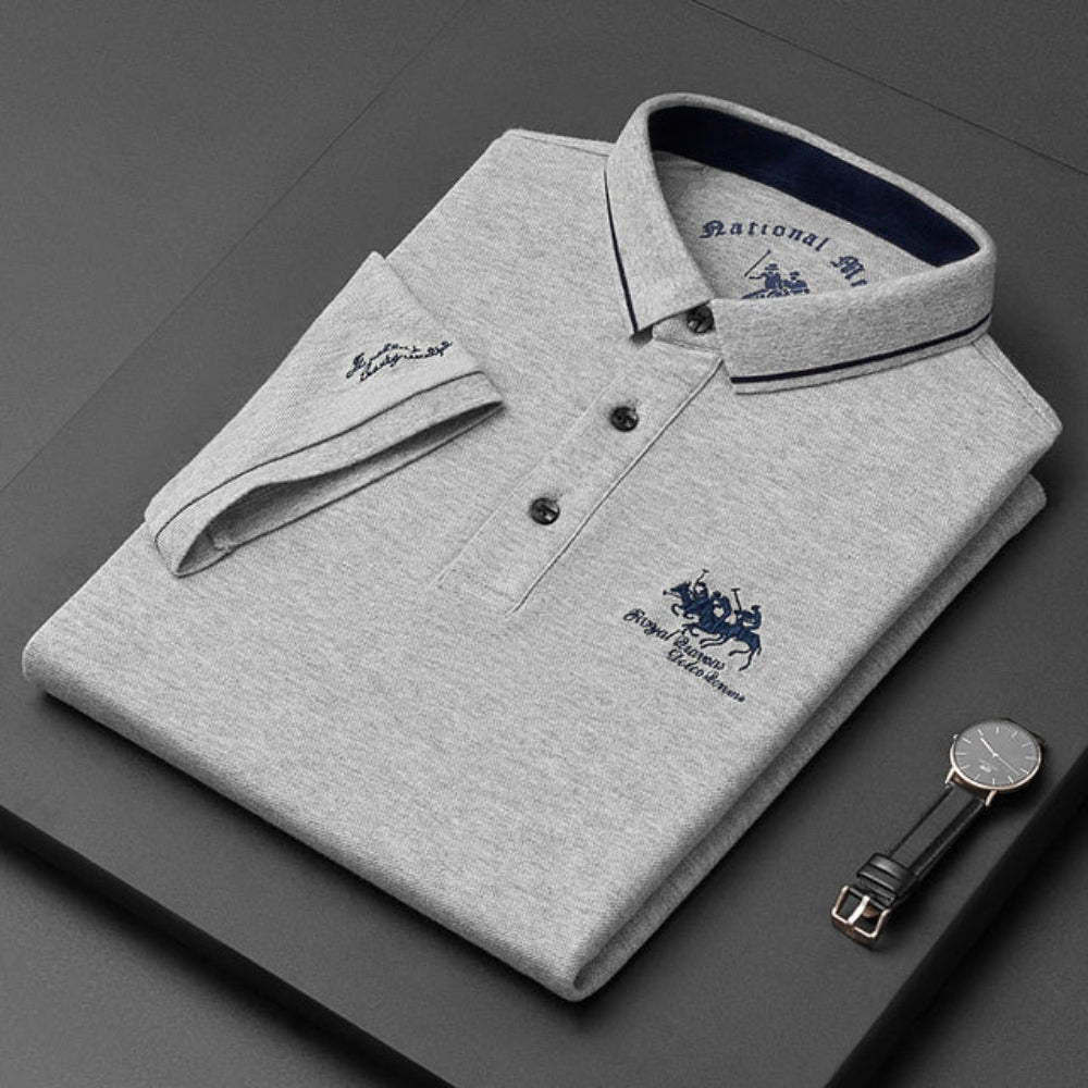 Polo Shirt Men - Fitted Polo Shirt with Ribbed Collar