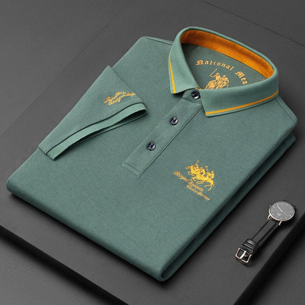 Polo Shirt Men - Fitted Polo Shirt with Ribbed Collar