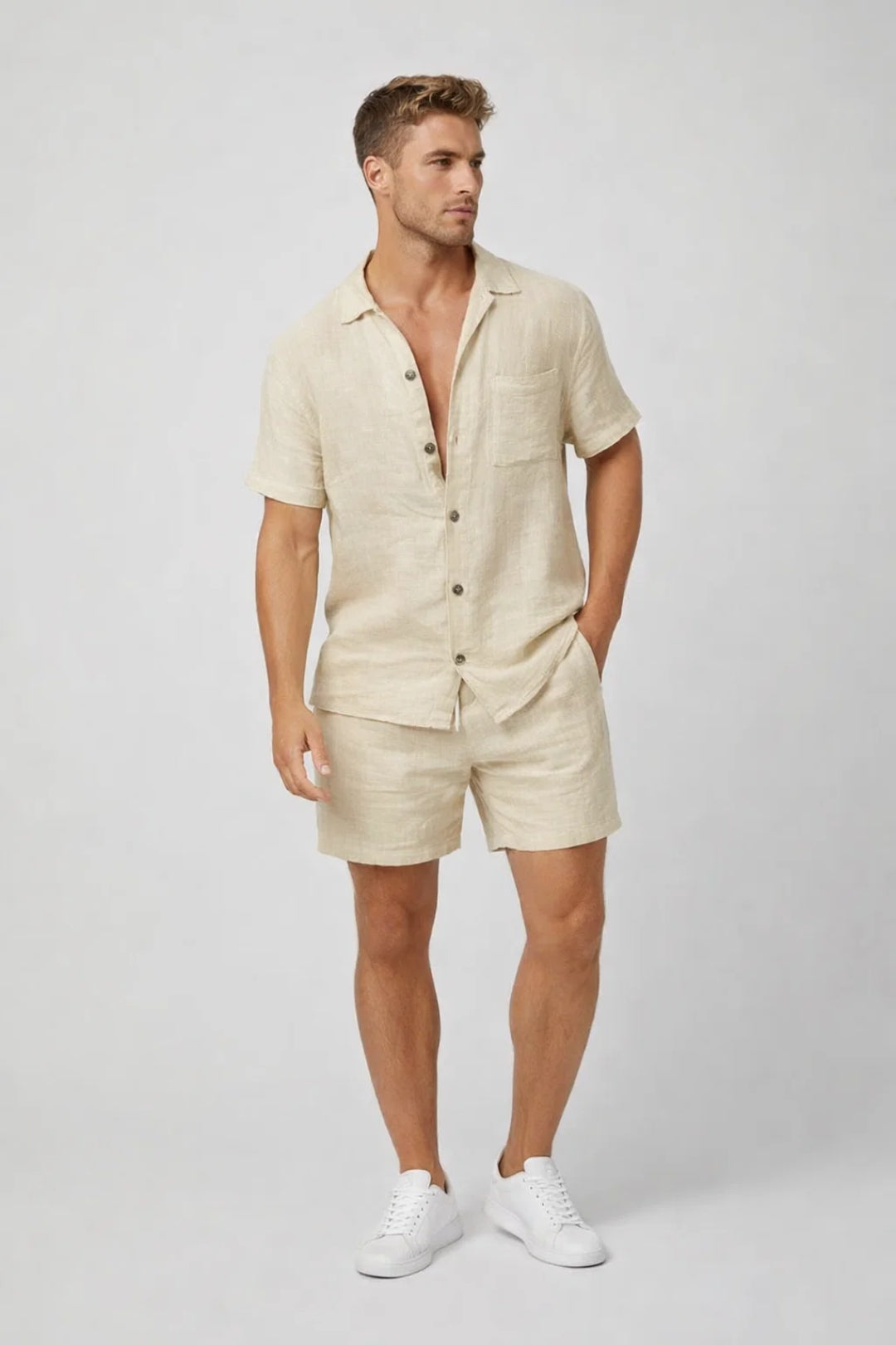 Set Men - Two-Piece Casual Outfit with Button Front