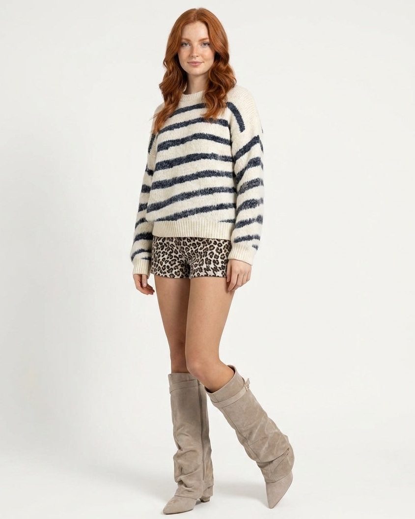 Knee High Boots Women - Fold-Over Slouchy Knee High Boots with Block Heel