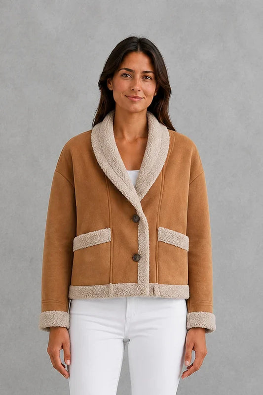 Jacket Women - Borg Lined Jacket with Shawl Collar