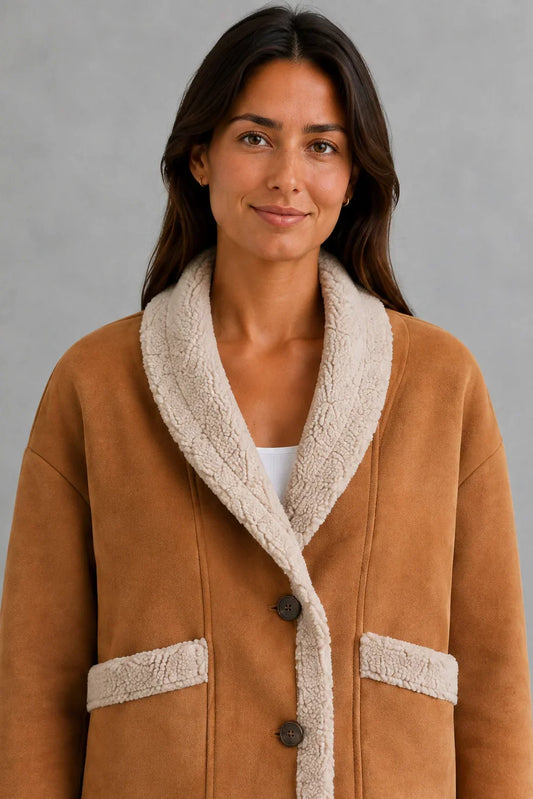Jacket Women - Borg Lined Jacket with Shawl Collar
