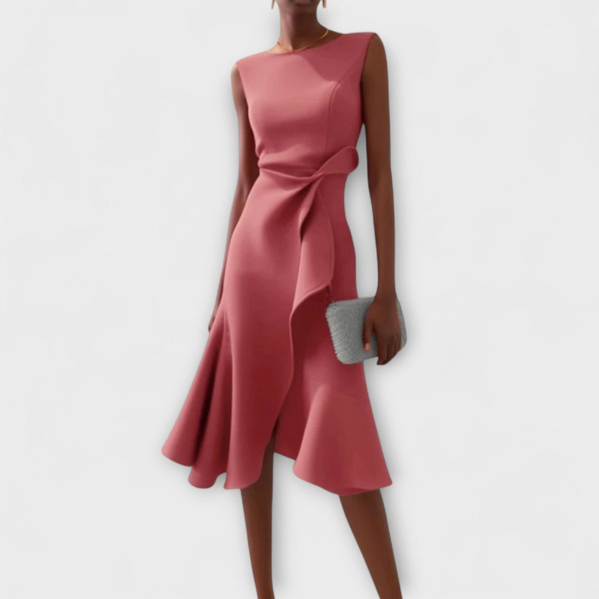 Midi Dress Women - Draped Asymmetric Midi Dress
