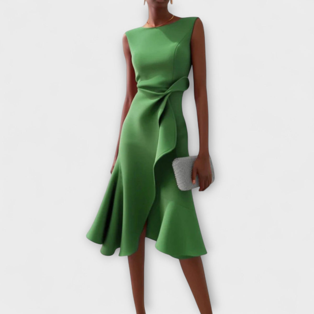 Midi Dress Women - Draped Asymmetric Midi Dress
