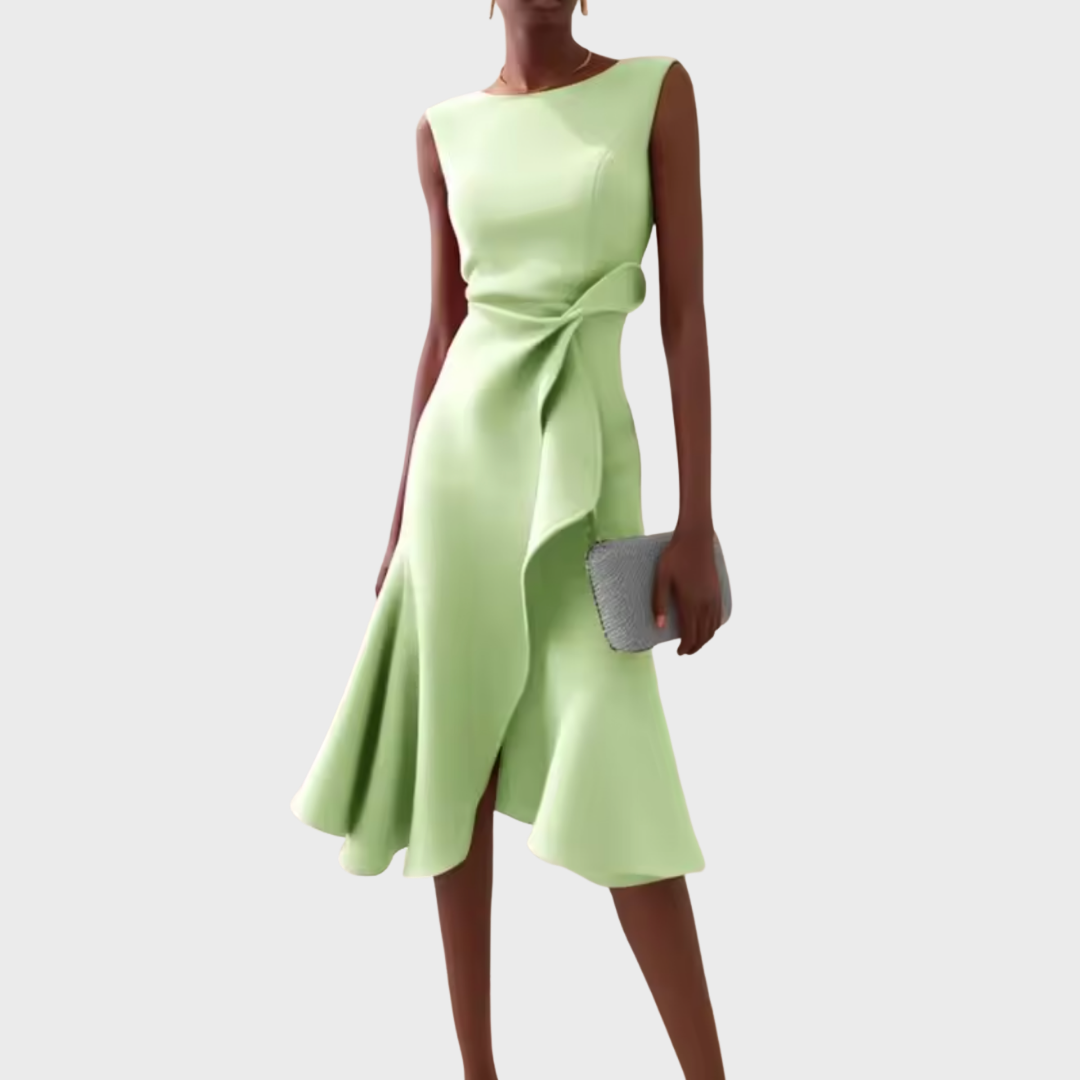 Midi Dress Women - Draped Asymmetric Midi Dress