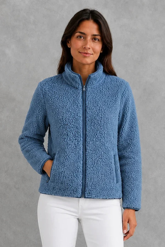 Jacket Women - Sherpa Fleece Jacket with Zip Front
