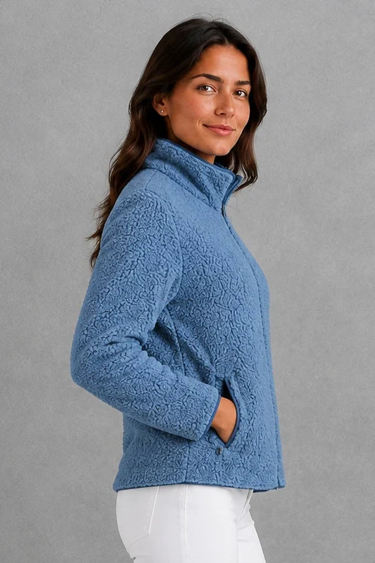 Jacket Women - Sherpa Fleece Jacket with Zip Front