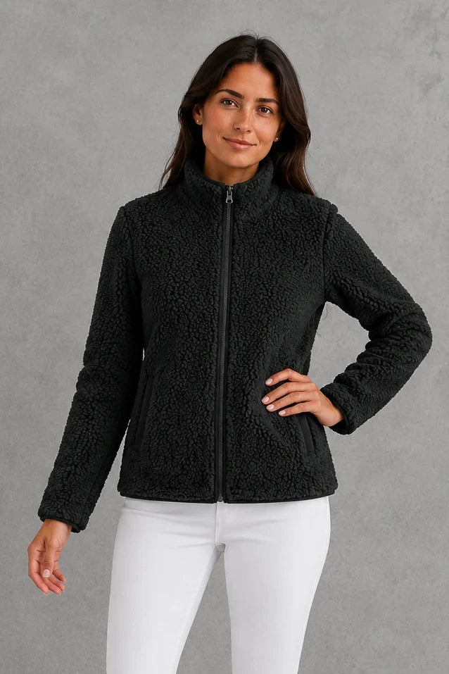 Jacket Women - Sherpa Fleece Jacket with Zip Front