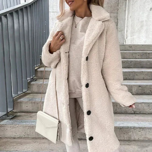 Coat Women - Teddy Fleece Coat with Plush Finish