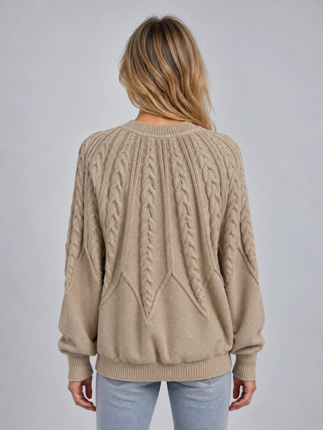 Jumper Women - Cable Knit Jumper with Crew Neck