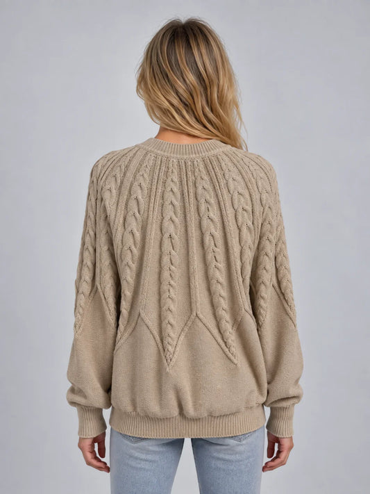 Jumper Women - Cable Knit Jumper with Crew Neck