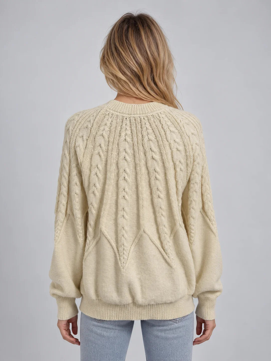 Jumper Women - Cable Knit Jumper with Crew Neck