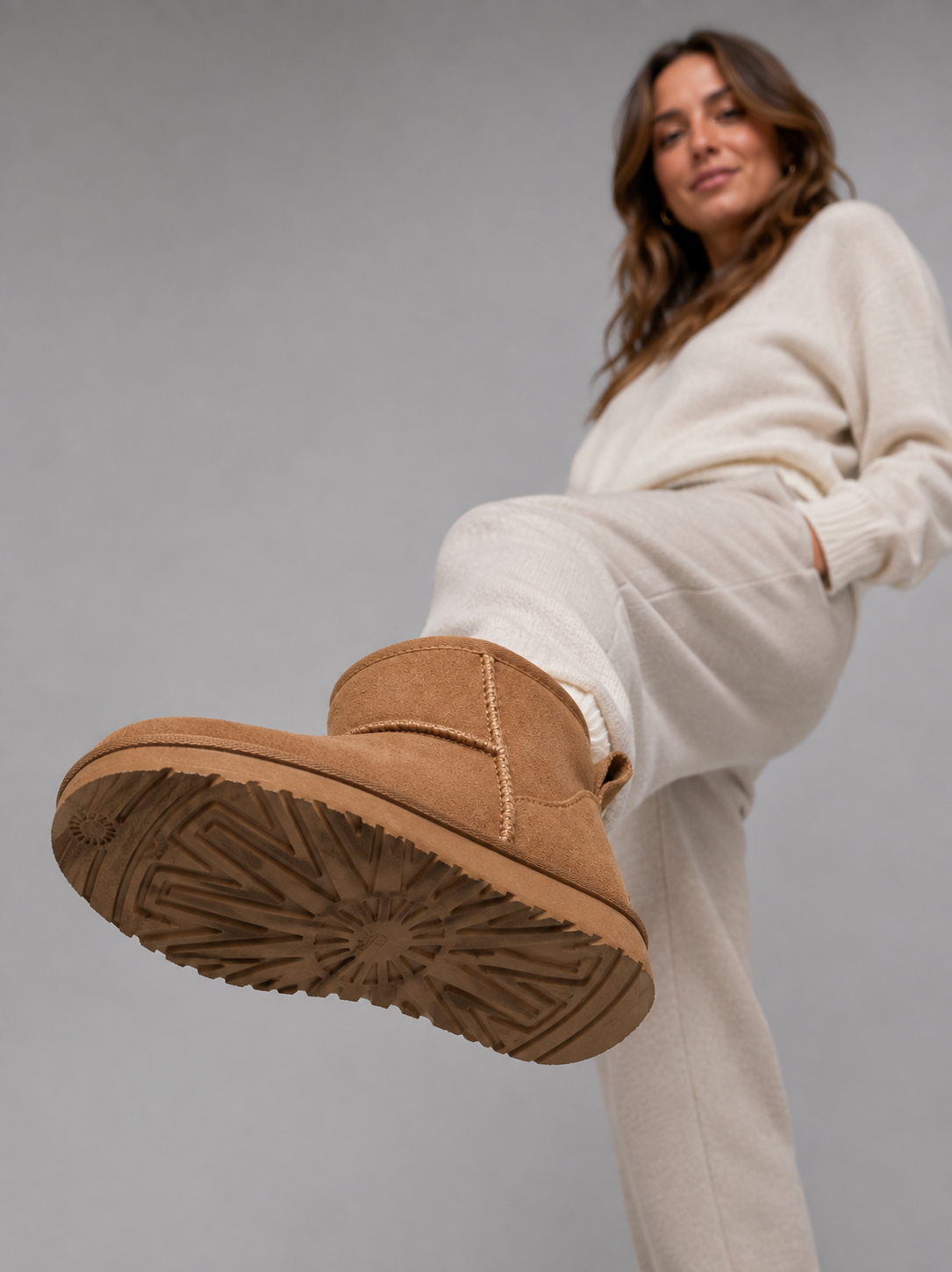 Ankle Boots Women - Suede Look Ankle Boots with Shearling Lining