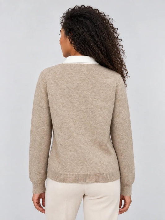 Jumper Women - Argyle Knit Jumper with Collared Neckline