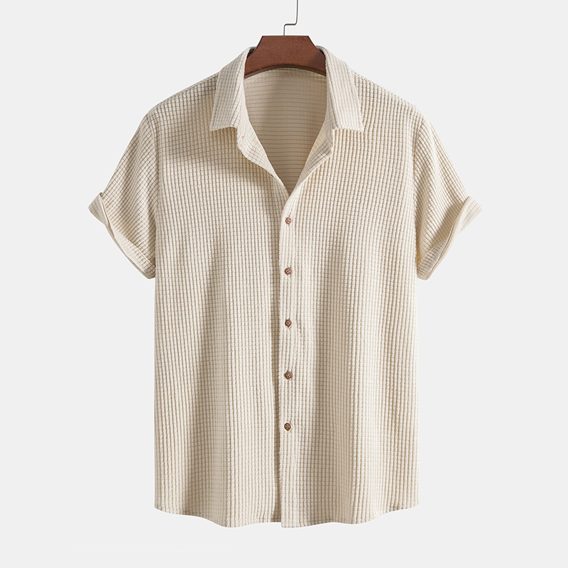 Set Men - Waffle Texture Two-Piece Summer Outfit with Short Sleeves