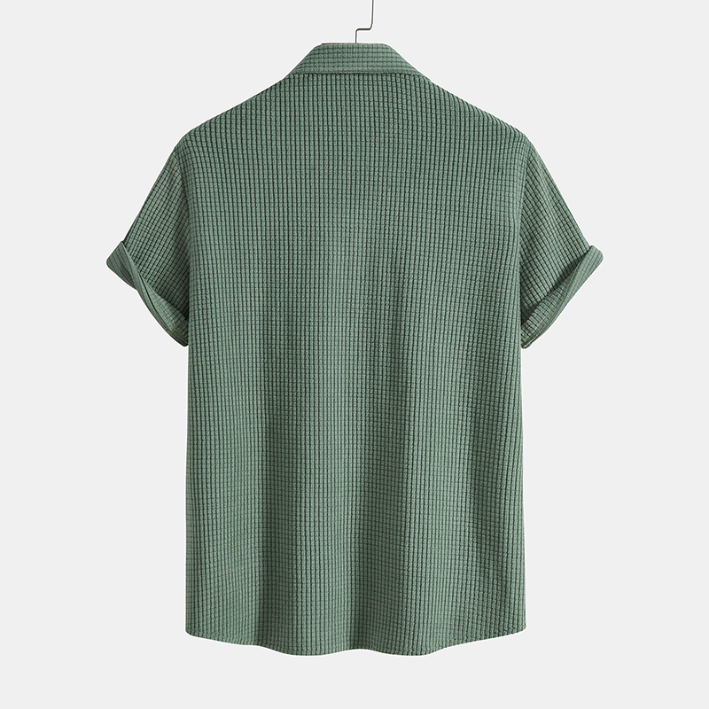 Set Men - Waffle Texture Two-Piece Summer Outfit with Short Sleeves