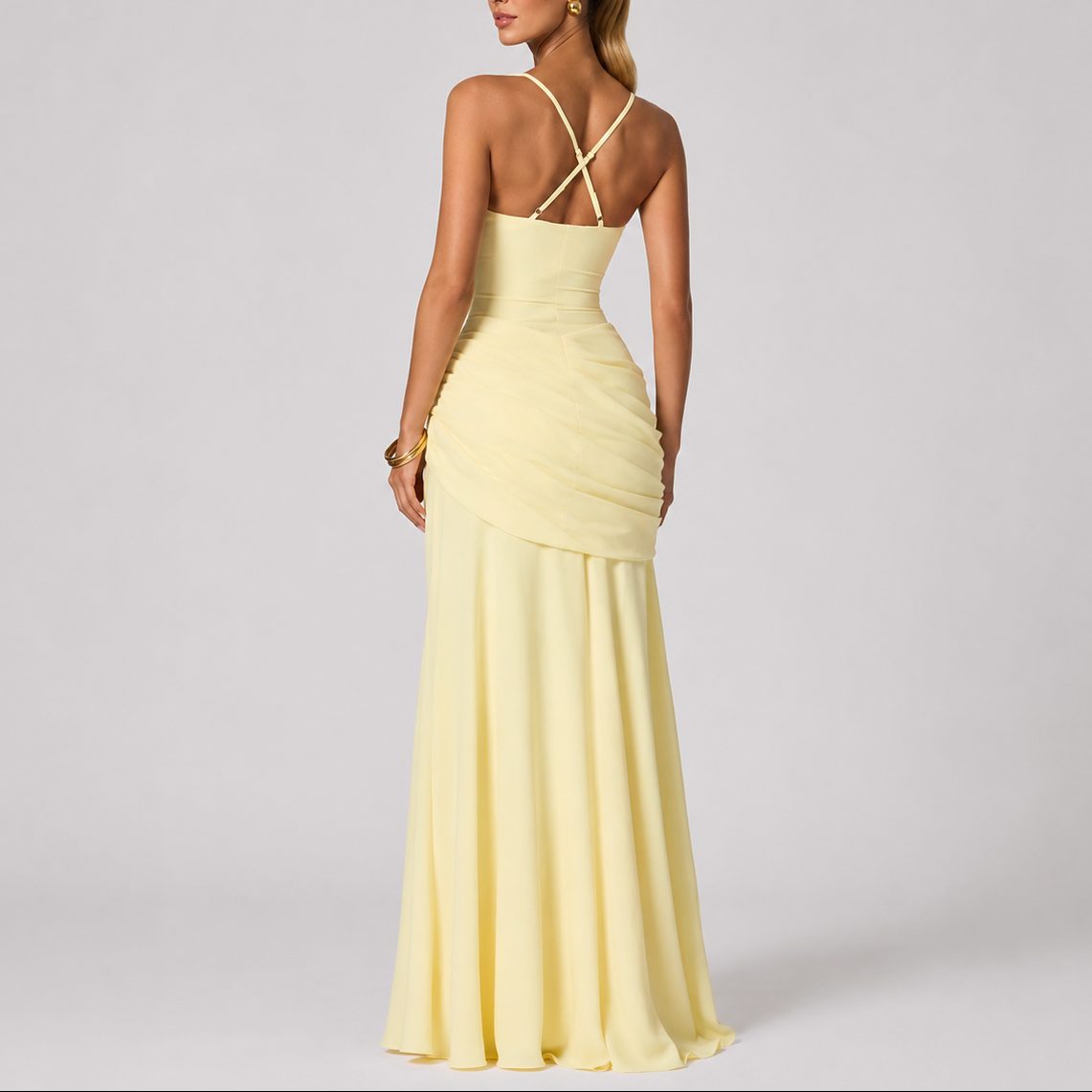 Maxi Dress Women - Ruched Fit Maxi Dress with Square Neck
