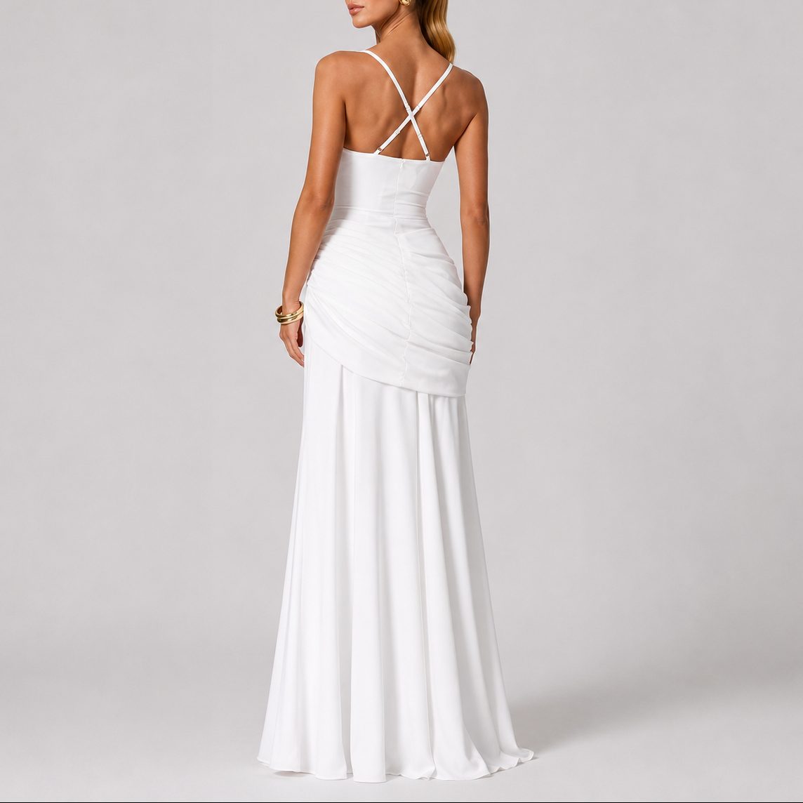 Maxi Dress Women - Ruched Fit Maxi Dress with Square Neck