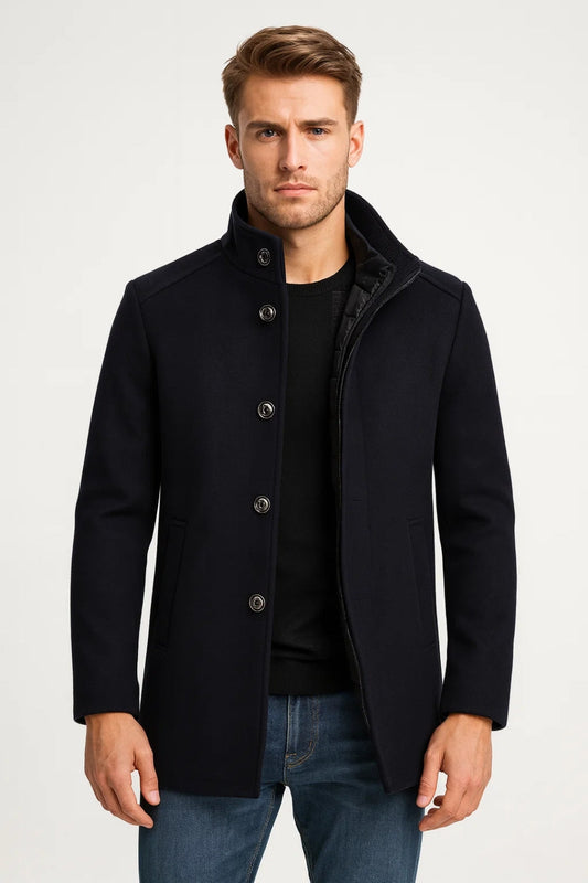 Jacket Men - Warm Closure Lined Jacket with Button Front