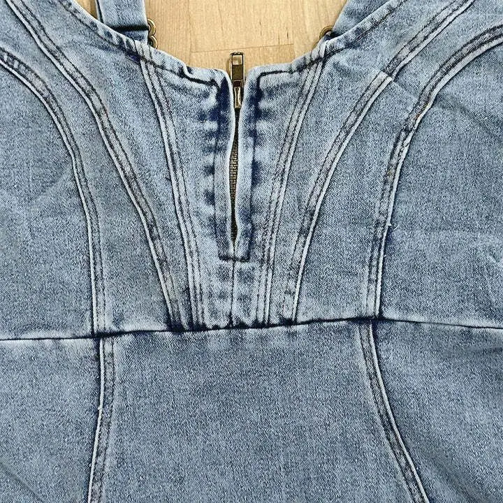 Pinafore Dress Women - Denim Dress with Adjustable Straps