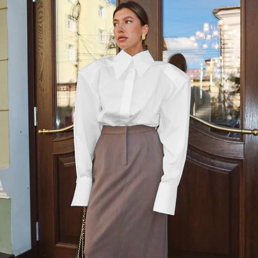 Blouse Women - Breathable Office Blouse with Puff Sleeves