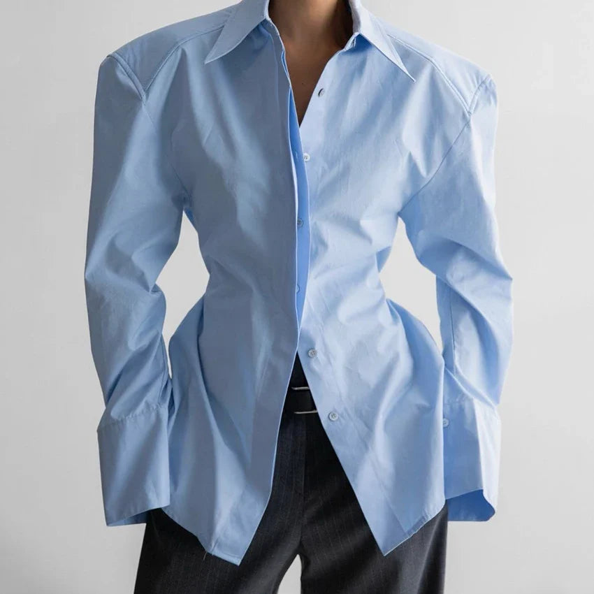 Blouse Women - Breathable Office Blouse with Puff Sleeves