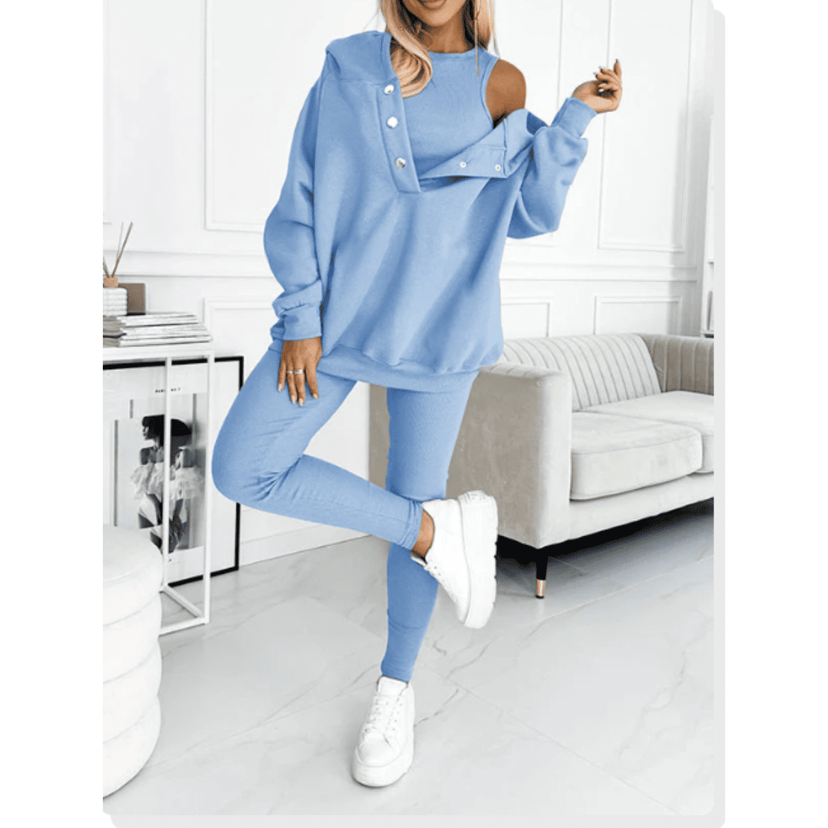 Tracksuit Women - Cotton Sweatshirt and Joggers Two-Piece Set
