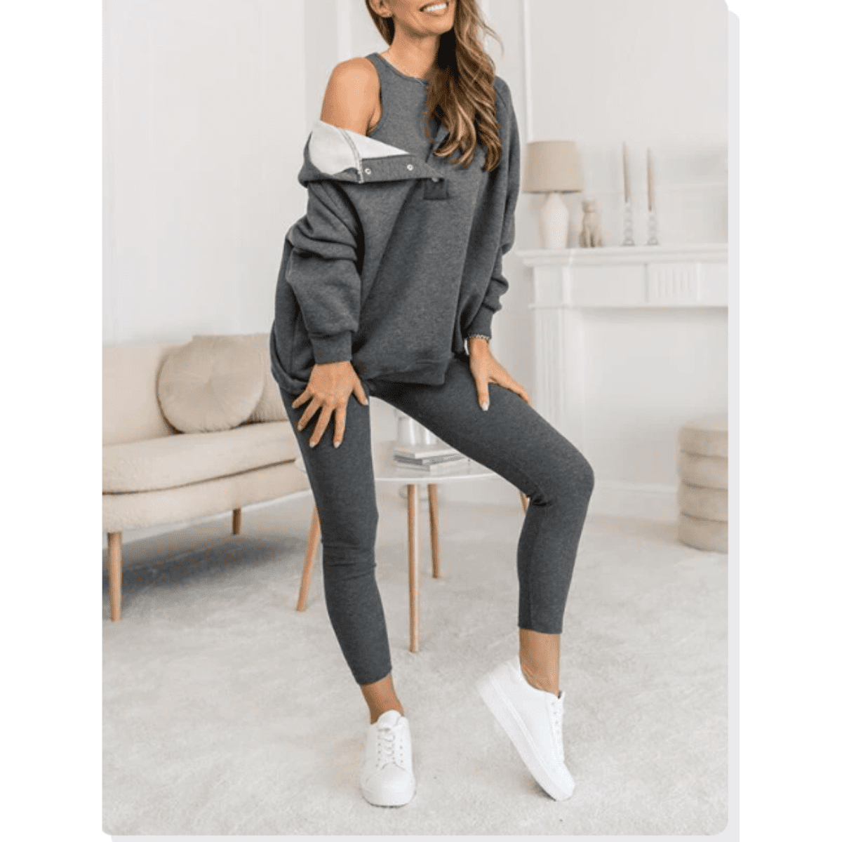 Tracksuit Women - Cotton Sweatshirt and Joggers Two-Piece Set