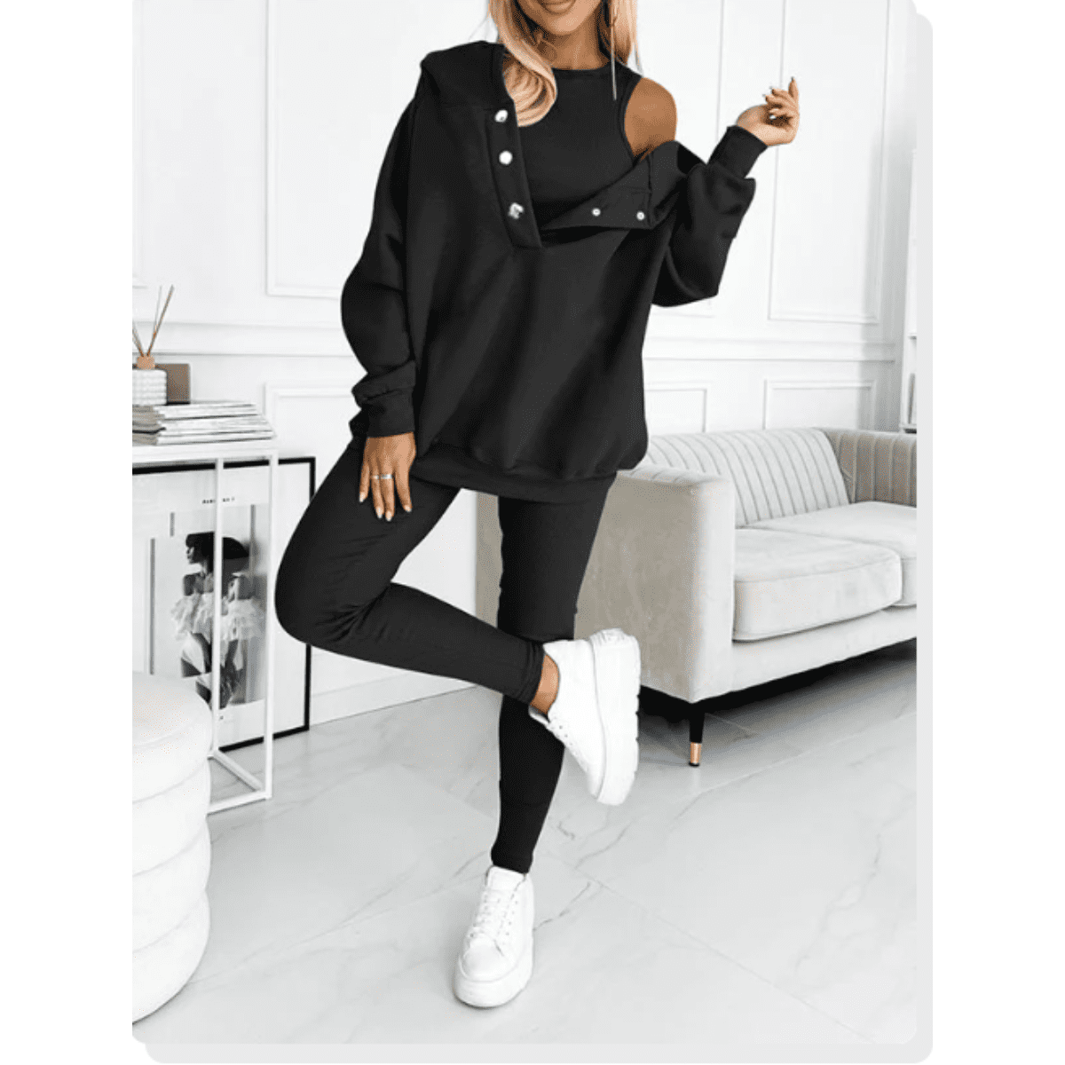 Tracksuit Women - Cotton Sweatshirt and Joggers Two-Piece Set