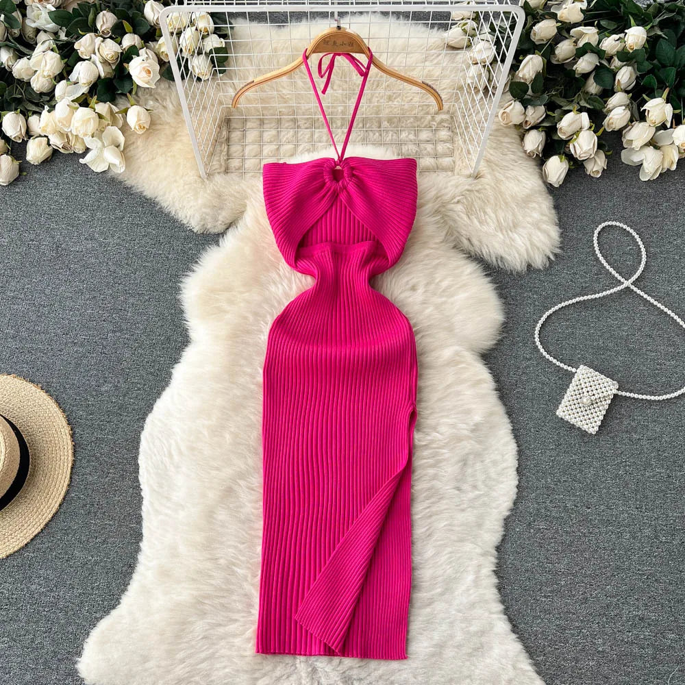 Dress Women - Knit Bodycon Split Dress
