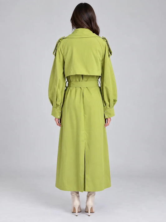 Coat Women - Longline Trench Coat with Double Breasted Front