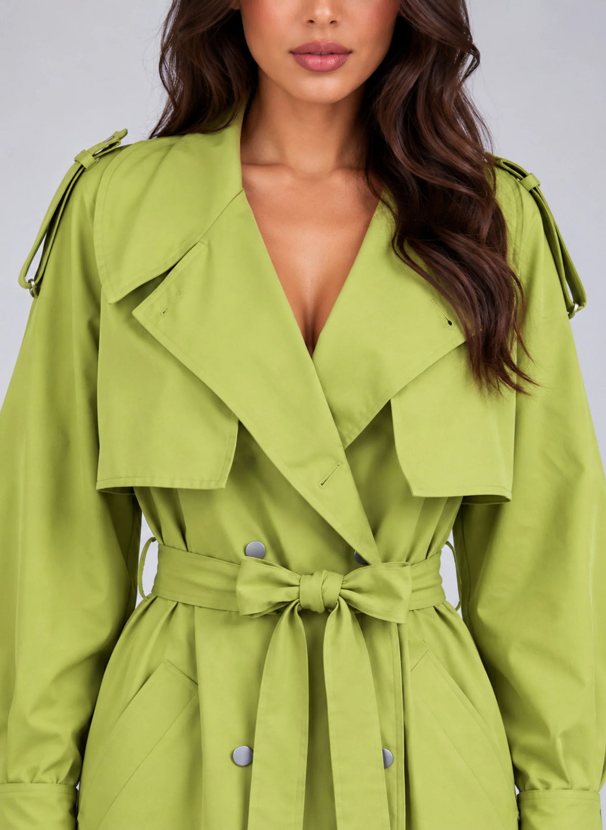 Coat Women - Longline Trench Coat with Double Breasted Front