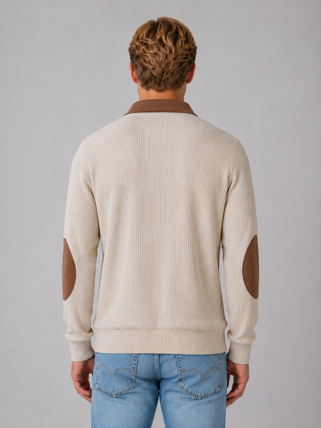Jumper Men - Quarter Zip Jumper with Contrast Patches